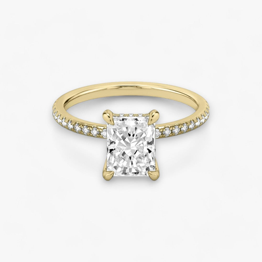 AMOUR (Radiant natürlicher Diamant Gelbgold mit Pave)