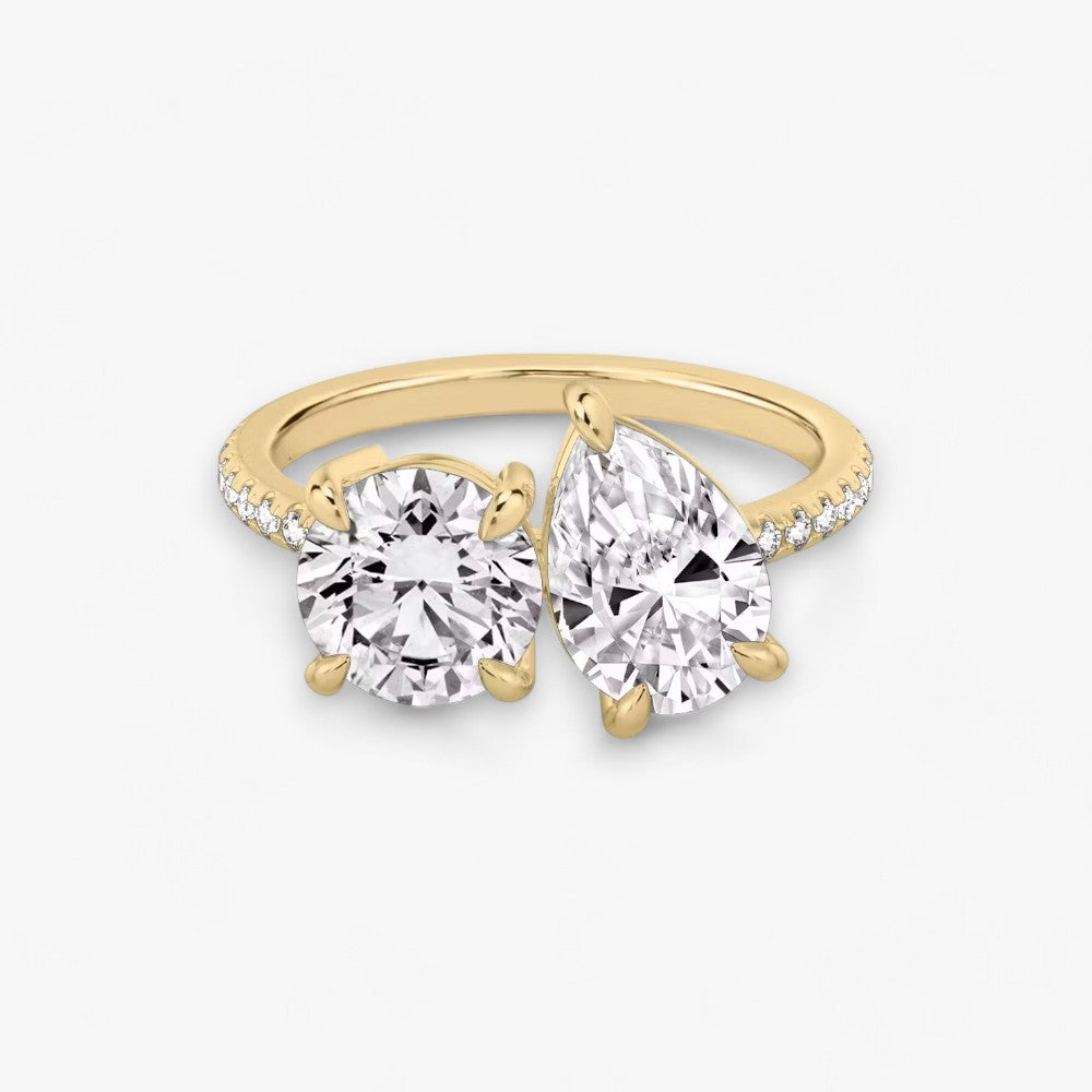 CHARM (Round+ Drop Yellow Gold with Pavé)