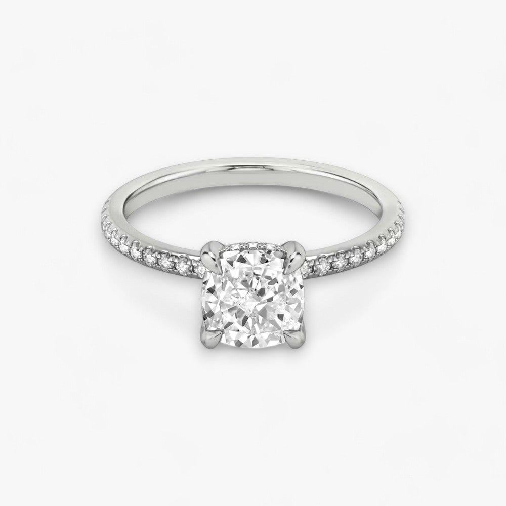 AMOUR (Cushion natural diamond white gold with pave)