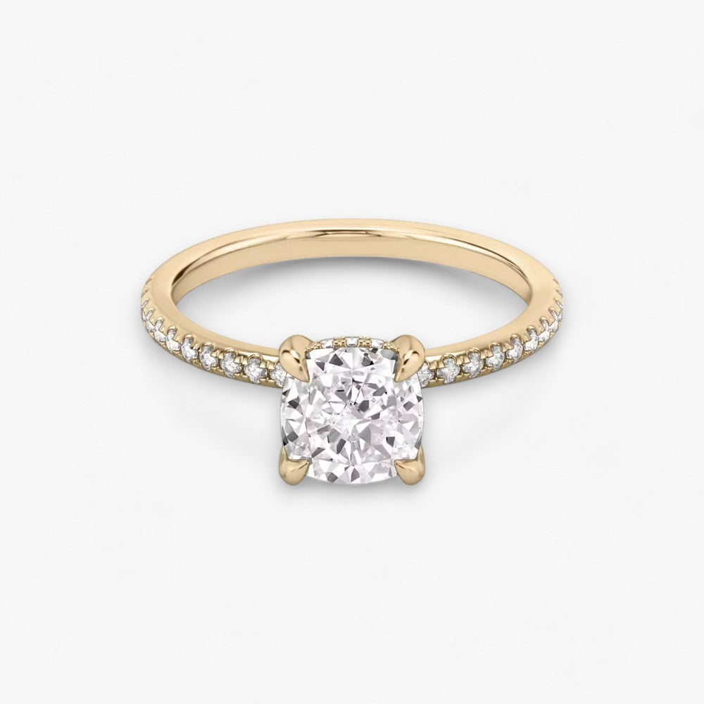 AMOUR (Cushion Rose Gold with Pave Natural Diamond)