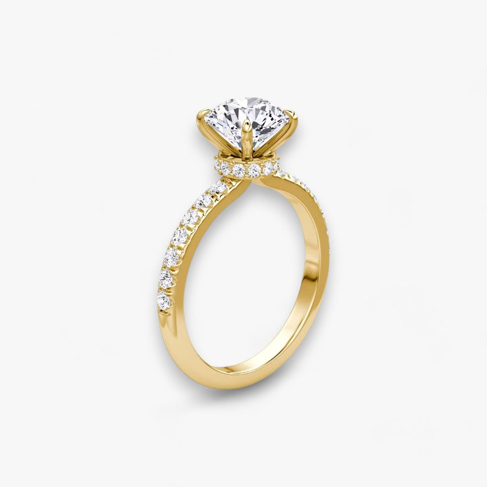 JOIE (Rund natürlicher Diamant Gelbgold mit Pave)