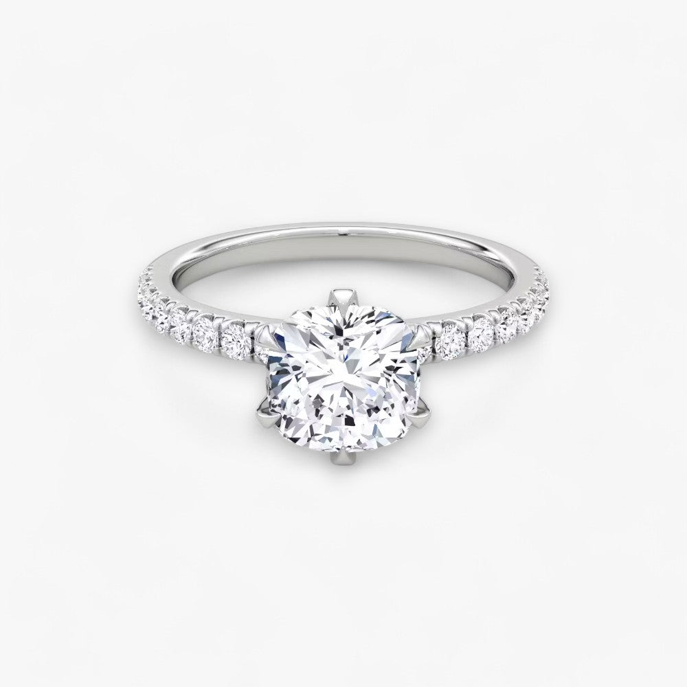 CLAIR (Cushion natural diamond platinum with pave)