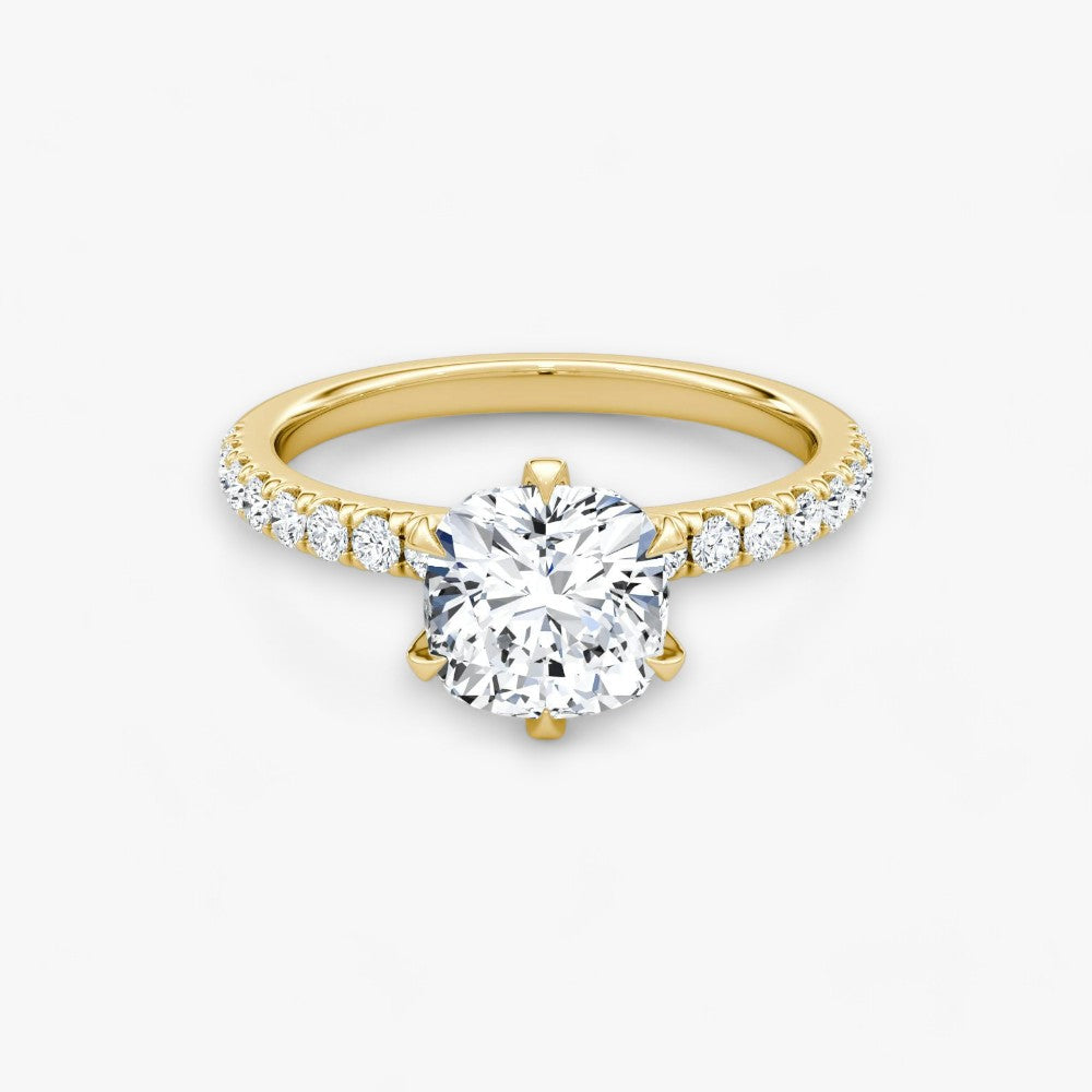 CLAIR (Cushion natural diamond yellow gold with pave)