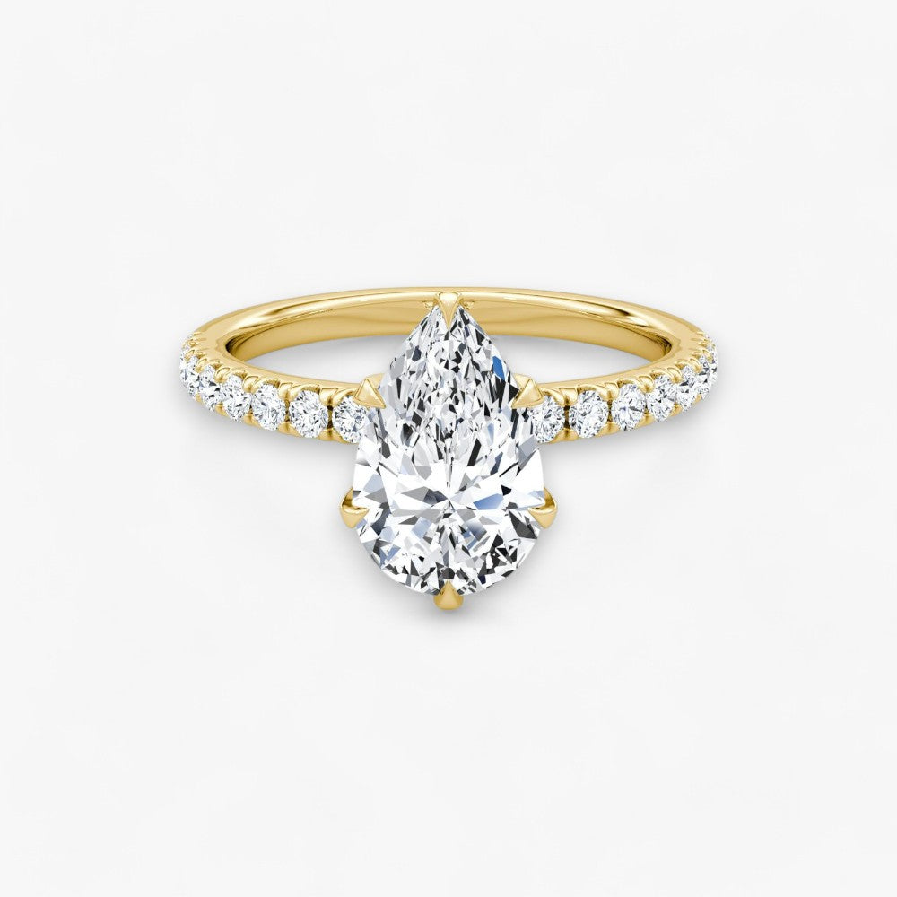 CLAIR (Tropfen natürlicher Diamant Gelbgold mit Pave)