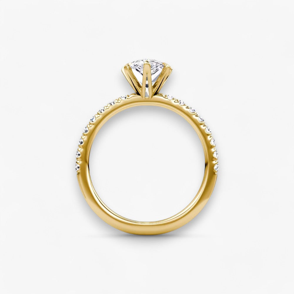 CLAIR (Tropfen natürlicher Diamant Gelbgold mit Pave)