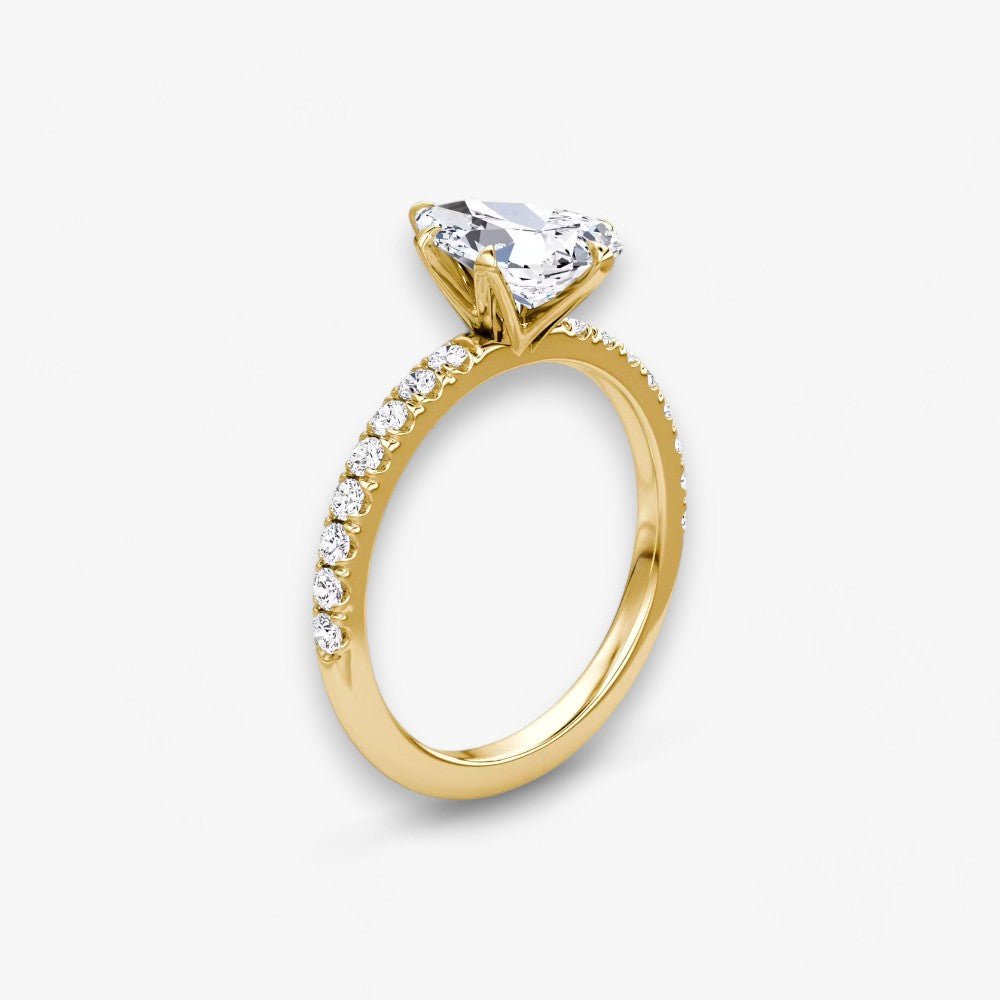 CLAIR (Tropfen natürlicher Diamant Gelbgold mit Pave)