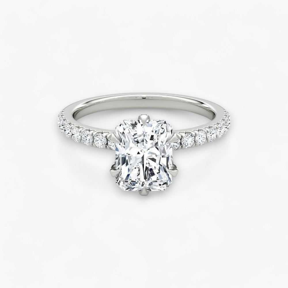 CLAIR (Radiant natural diamond white gold with pave)